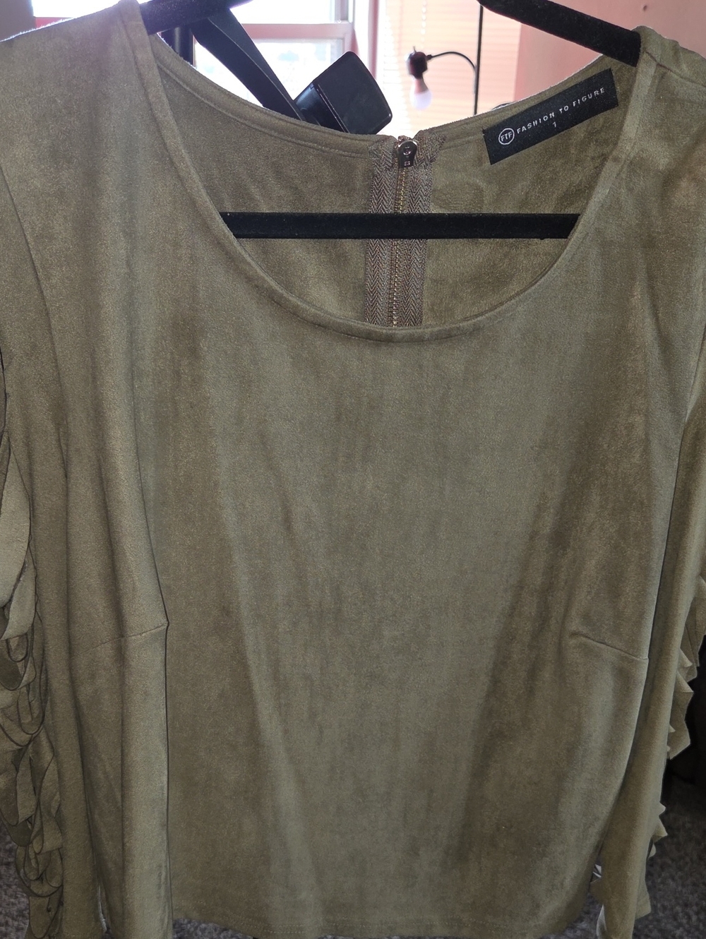 Fashion to Figure Olive Green Suede-Look Tunic Top